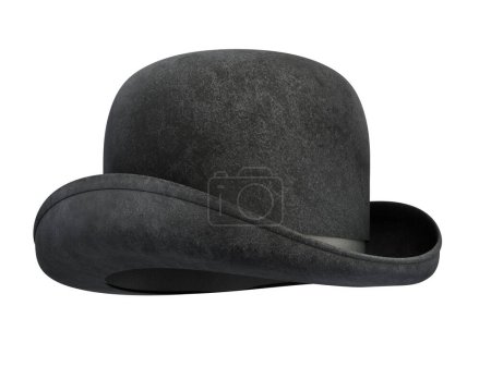 Foto de Bowler sombrero aislado sobre fondo blanco. Ilustración 3D. - Imagen libre de derechos