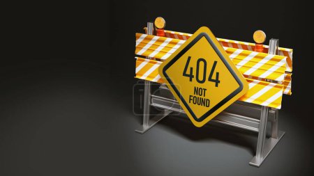 Foto de Bloqueo de carreteras con 404 no encontrado letrero. Ilustración 3D
. - Imagen libre de derechos