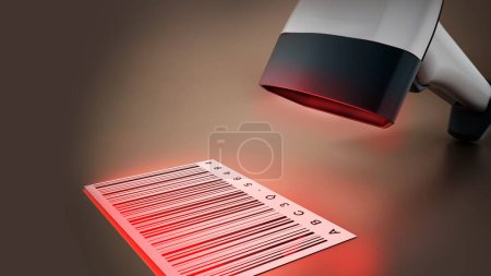 Photo for Generic barcode scanner scanning a barcode. 3D illustration. - Royalty Free Image