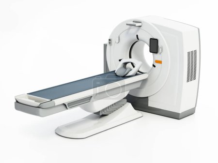 Foto de Escáner de resonancia magnética genérico y sin marca aislado sobre fondo blanco. Ilustración 3D. - Imagen libre de derechos