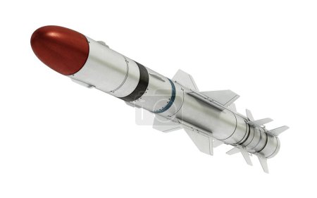 Téléchargez les photos : Missile isolé sur fond blanc. Illustration 3D
. - en image libre de droit