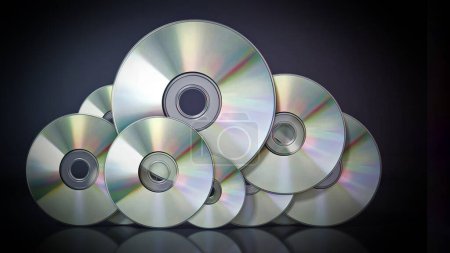 Photo for DVD or CD discs arranged as a cloud symbol. Data storage concept. 3D illustration. - Royalty Free Image