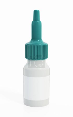 Nasensprayflasche isoliert auf weißem Hintergrund. 3D-Illustration.