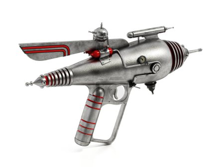 Retro ray gun isolated on white background. 3D illustration.