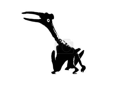 Foto de Silueta de dinosaurio negro aislado sobre fondo blanco, modelo de juguetes pteranodon - Imagen libre de derechos