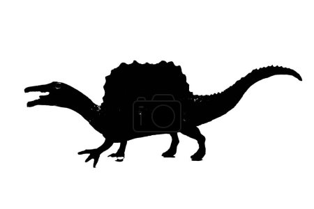 Photo for Dinosaur silhouette isolated on white background, model of spinosaurus toy - Royalty Free Image
