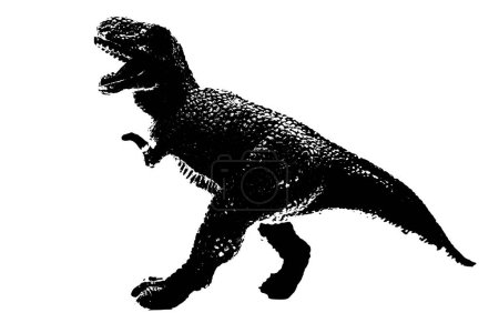 Photo for Black dinosaur silhouette isolated on white background, model of T-rex toys - Royalty Free Image