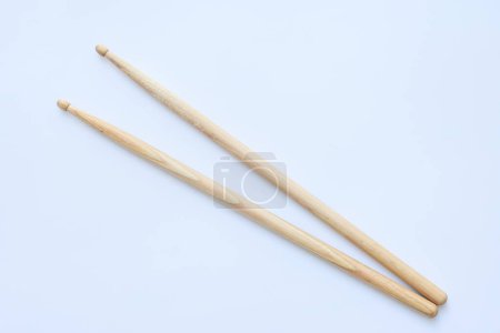 Photo for Wooden drumstick isolated on white background, object for play drum - Royalty Free Image