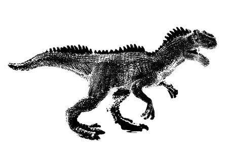 Photo for Black dinosaur silhouette isolated on white background, model of giganotosaurus toy - Royalty Free Image