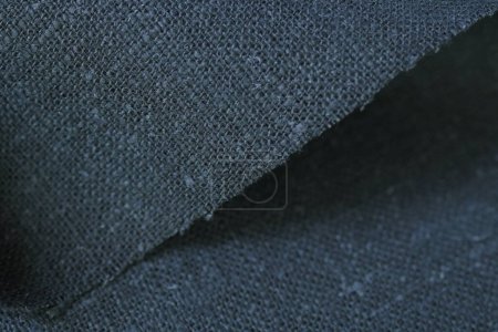 dunkelgrau Hanf Viskose natürliches Gewebe Tuchfarbe; Sacktuch raue Textur der Textilmode abstrakten Hintergrund