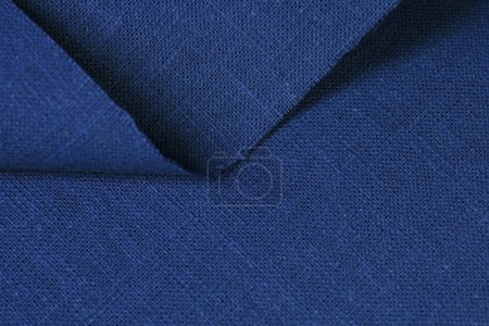 Foto de Azul cáñamo viscosa tela natural tela color, saco textura áspera del fondo abstracto de la moda textil - Imagen libre de derechos