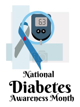 Téléchargez les illustrations : Mois national de la sensibilisation au diabète, affiche verticale sur le thème médical, bannière ou flyer illustration vectorielle - en licence libre de droit