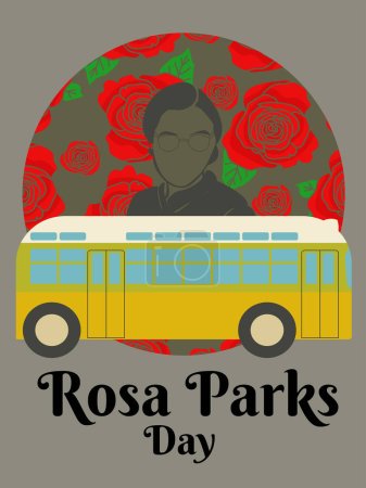 Illustration for Rosa Parks Day, idea for vertical design poster, banner, flyer or placard vector illustration - Royalty Free Image