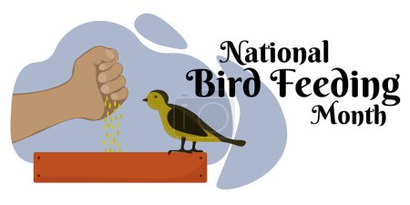 Téléchargez les illustrations : National Bird Feeding Month, Horizontal banner design for theme design vector illustration - en licence libre de droit