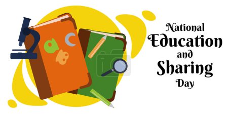 Ilustración de Día Nacional de la Educación y el Compartir, la disponibilidad de conocimiento ilustración vector bandera horizontal - Imagen libre de derechos