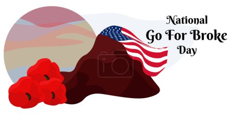 Illustration for National Go For Broke Day, horizontal banner design for themed memorial date vector illustration - Royalty Free Image