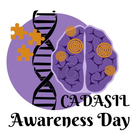 Illustration for CADASIL Awareness Day, postcard or banner design about a rare neurological syndrome vector illustration - Royalty Free Image