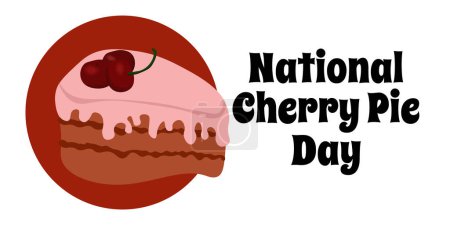 Journée nationale de la tarte aux cerises, affiche alimentaire horizontale simple ou dessin vectoriel de bannière