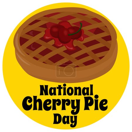 Journée nationale de la tarte aux cerises, affiche horizontale simple ou dessin vectoriel de bannière sur la cuisson