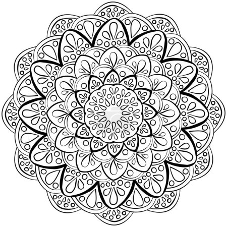 Illustration for Simple mandala with drops and circles, ornate coloring page vector illustration for kids activity - Royalty Free Image