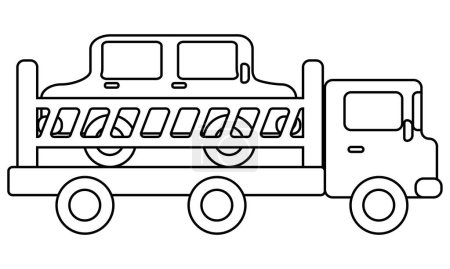 Illustration for Autotransporter is an outline vehicle for children's creativity and activity, Doodle coloring page vector illustration with a car - Royalty Free Image