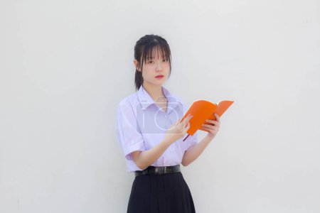 Photo for Asia thai high school student uniform beautiful girl pray - Royalty Free Image