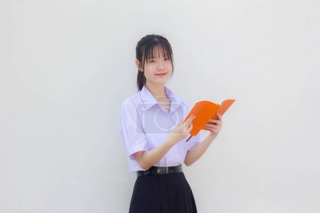 Photo for Asia thai high school student uniform beautiful girl pray - Royalty Free Image