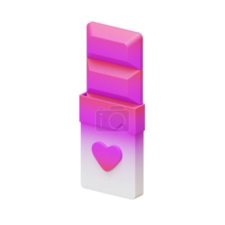Photo for Valentine Pink Chocolate Isometric 3D Render Element - Royalty Free Image