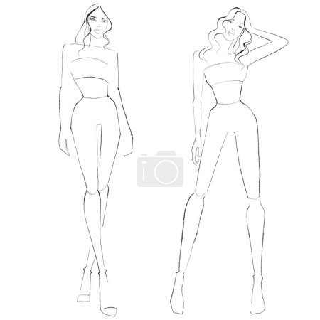 Fashion templates. Croquis. A figure of a woman on a white background