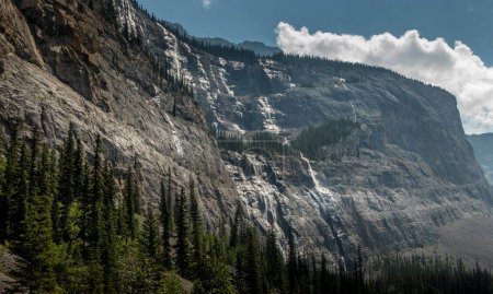 Cascade et chute d'eau sur le mur de pleurs du mont Cirrus Parc national Banff Alberta Canada