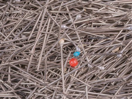 Photo for Background of steel many dressmaker pins - Royalty Free Image