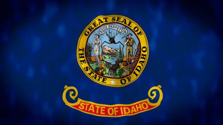 Téléchargez les photos : Le drapeau de l'Idaho agite l'illustration. Drapeau de l'Idaho agitant le vent. Drapeau national de l'État de l'Idaho. illustration de drapeau - en image libre de droit