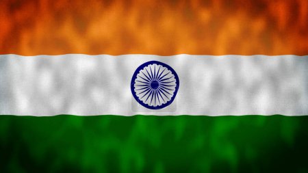 Foto de Ilustración de la bandera de la India. Bandera de la India 4K ondeando alto en Connaught Place con orgullo en el cielo azul, bandera de la India ondeando, bandera india en el Día de la Independencia y el Día de la República de la India ondeando ilustratio - Imagen libre de derechos