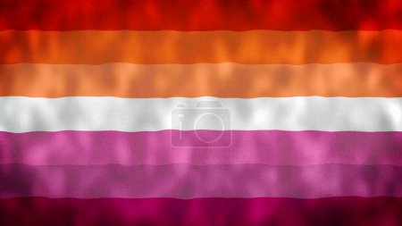 Photo for Lesbian Flag.new Lesbian love Pride Flag Rainbow video waving in wind. new Lesbian Flag background. LGBT Rainbow Femme Pride Labrys Flag Looping 4k footage. Rainbow Pride concept . - Royalty Free Image