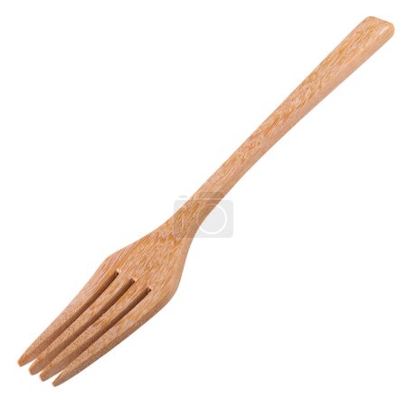 Wooden fork isolated over the white background