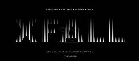 Ilustración de Alfabeto fuentes líneas abstractas arte moderno tipografía editable tipografía números conjunto vector - Imagen libre de derechos