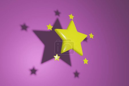 Téléchargez les photos : A yellow star with a purple background and stars on its tips - en image libre de droit