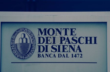 Florence ,Italy , January 31st 2023 , monte dei paschi di Siena bank sign with logo .