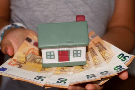 Photo for Model house with euro banknotes - Royalty Free Image