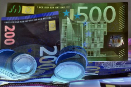 Close-Up of Money european union currency with a special filter.
