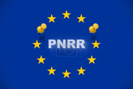 Téléchargez les photos : Drapeau européen avec le signe "Pnrr" - en image libre de droit
