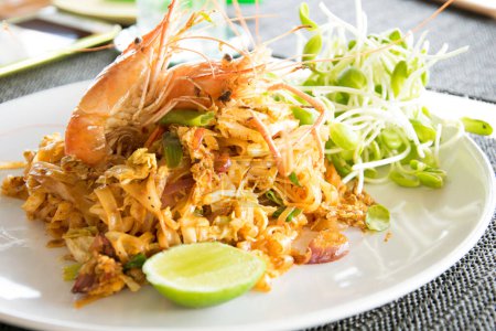 Photo for Pad thai shrimp is noodle food Thai Style. - Royalty Free Image