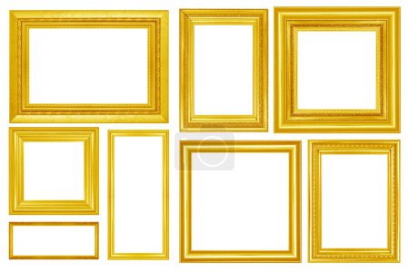 Photo for Collection of Gold vintage picture and photo frame isolated on white background - Royalty Free Image