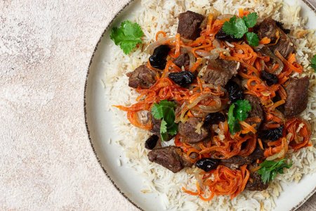 Kabuli pulao, pilaf, le plat national de l'Afghanistan, riz à la viande, fait maison, aucun peuple,