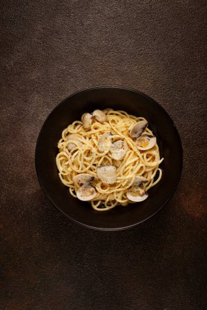 spaghetti vongole, venerki, homemade, no people,