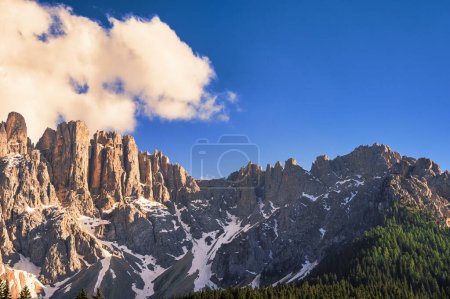 Photo for Alpine landscape walking from Passo San Pellegrino to Fuciade refuge, North Italy - Royalty Free Image