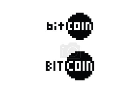Téléchargez les photos : Bitcoin icône logo trois tailles différentes noir et blanc modèles pixel art 8 bits style modèle 03 - en image libre de droit