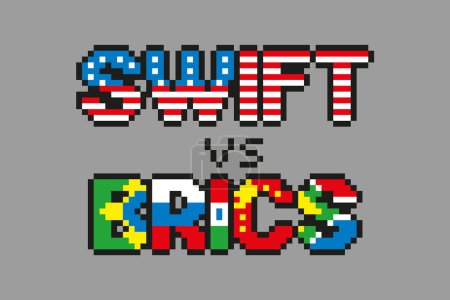 Téléchargez les photos : Logo Brics versus Swift pour les pages web dédiées aux services financiers, aux bourses, aux banques, aux actualités financières et aux traders - en image libre de droit