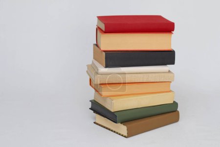 Photo for Stack of books on gray - Royalty Free Image
