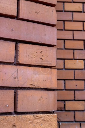 Simple traditional detail, made of brick tiles, of the Church of Visitation of Virgin Many . Neo-gothic building on the place of historical church. Postorna, Breclav, Moravia, Czech republic.